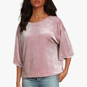 Free People Valerie Mauve Velvet Oversized Tee Size Small